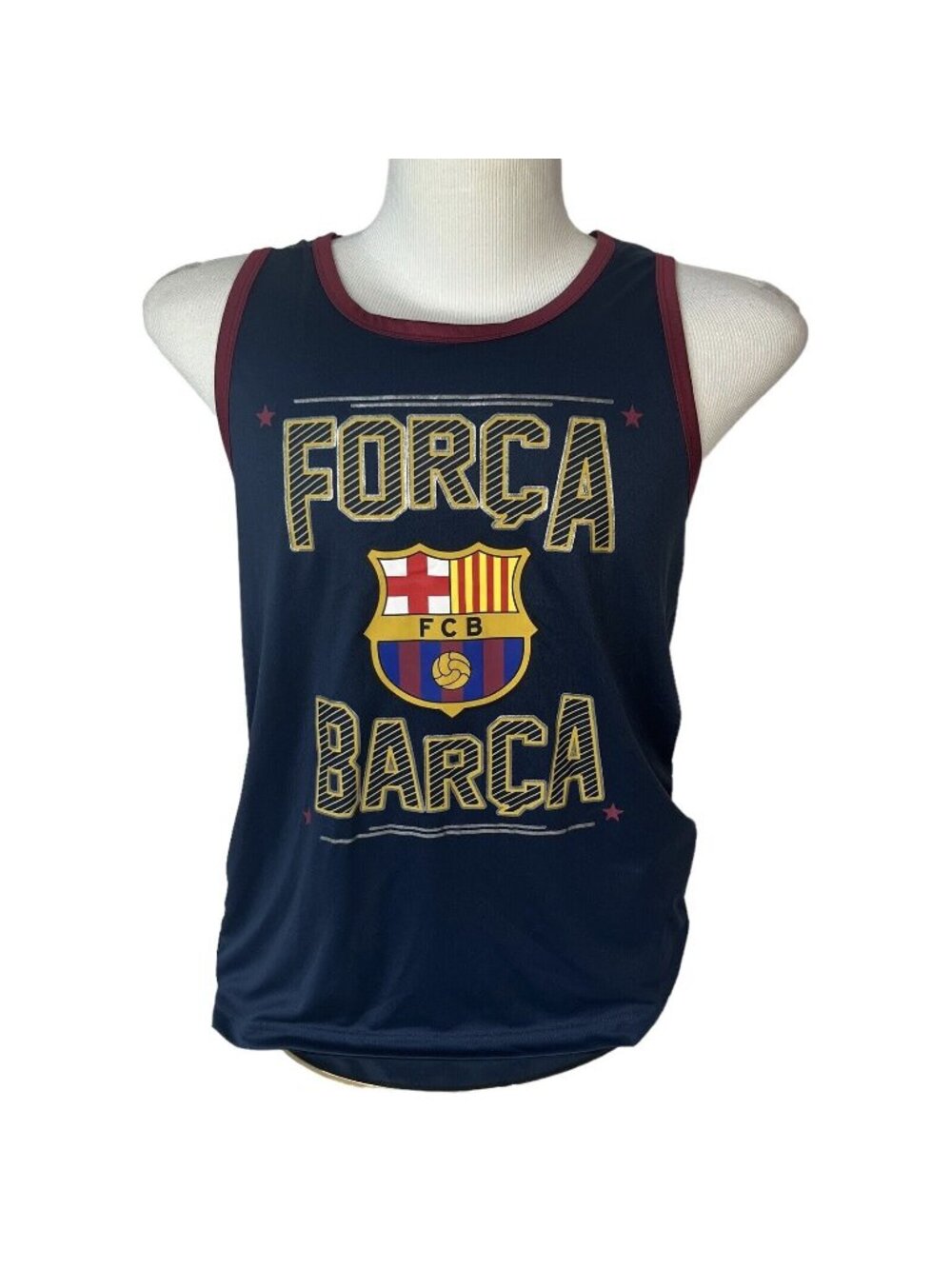 FCB Barcelona Tank Top Soccer Futbol Mens Small‎ Blue Forca Barca